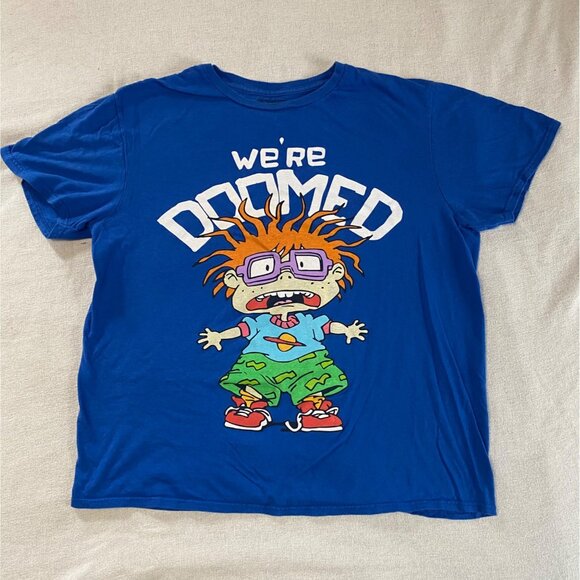 Nickelodeon Rugrats Chuckie Finster T Shirt We're Doomed Blue Large Unisex - Picture 1 of 7